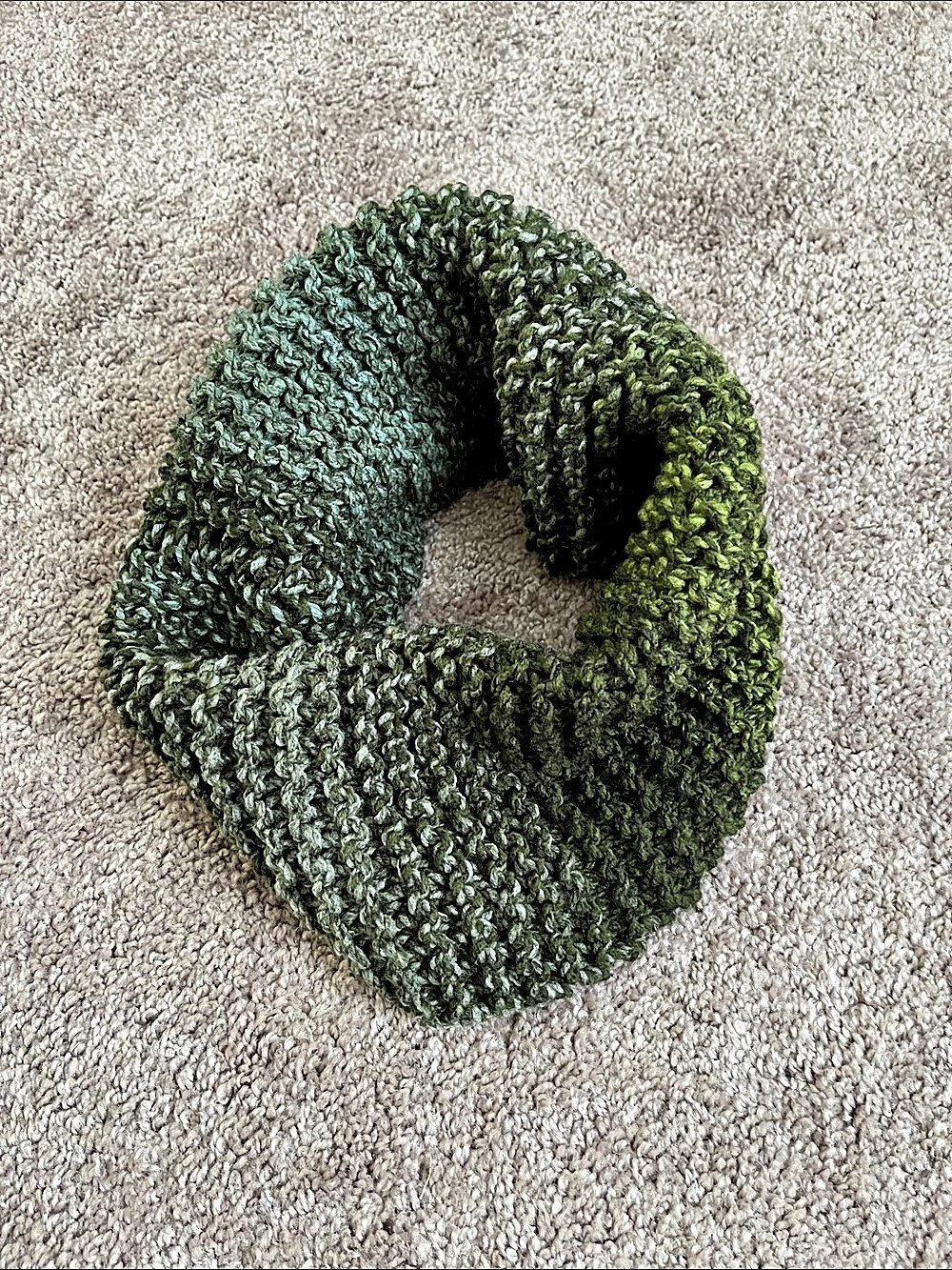 Green Knit Infinity Scarf Handmade
